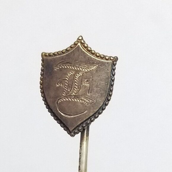 Vintage Shield Shape E Monogram Stick Pin Letter Engraved Victorian Antique - Picture 5 of 5
